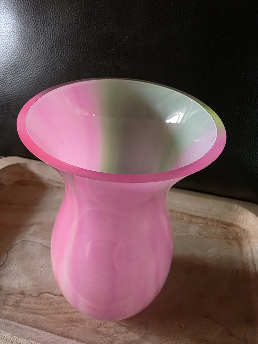 Pink and Green Swirl Glass Vase